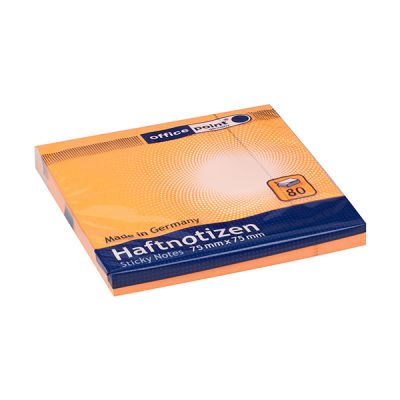 Самозалепващи листчета Office Point 75x75 mm, 80 л. Оранжев брилянт