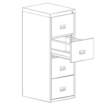 Огнеупорен шкаф за висящи папки File Locker SZK301 OG Единичен с 4 чекмеджета, 53x63.5x138 cm, Сив