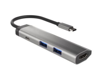 Докинг станция Natec Fowler Multiport Adapter 4 in 1, 2xUSB 3.0 HUB, HDMI 4K, USB-C PD, Slim