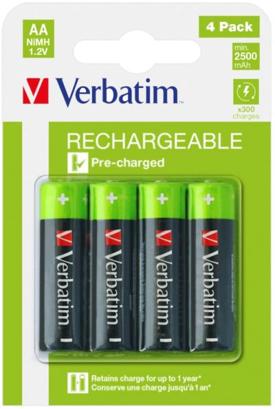 Батерия Verbatim RECHARGEABLE BATTERY AA 4 PACK / HR6