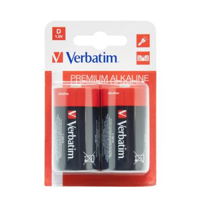 Батерия Verbatim ALKALINE BATTERY D 2 PACK (HANGCARD)