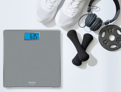 Везна Tefal PP1500V0, Classic Grey, glass platform (31x31cm), 160Kg / 100g, on/off, slim (21mm), display (75x30), back light display, 2 x AAA battery included