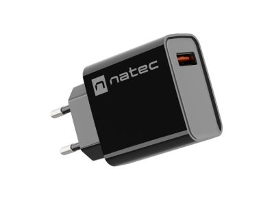 Адаптер Natec USB Charger Ribera 1X USB-A 18W, Black