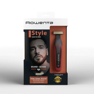 Тример Rowenta TN6040F4 Hybrid Forever Sharp Orange Style, beard, cordless, waterproof 3-in-1, self-sharpening blades, 100% stainless steel, minimum cutting length 0.4mm, precision setting 1mm, beard blade size 32mm, 120min autonomy, charging time 1h30min