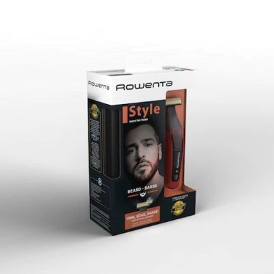 Тример Rowenta TN6040F4 Hybrid Forever Sharp Orange Style, beard, cordless, waterproof 3-in-1, self-sharpening blades, 100% stainless steel, minimum cutting length 0.4mm, precision setting 1mm, beard blade size 32mm, 120min autonomy, charging time 1h30min