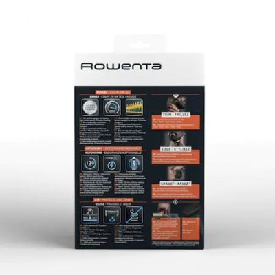 Тример Rowenta TN6040F4 Hybrid Forever Sharp Orange Style, beard, cordless, waterproof 3-in-1, self-sharpening blades, 100% stainless steel, minimum cutting length 0.4mm, precision setting 1mm, beard blade size 32mm, 120min autonomy, charging time 1h30min