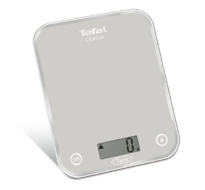 Везна Tefal BC5004V2, Optiss silver, ultra slim glass, 5 kg / 1g/ml graduation, tara, liquid function, 2 batteries LR03 AAA included, new markings on product