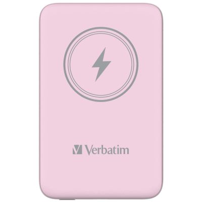 Външна батерия Verbatim MCP-10PK Power Pack 10000 mAh with UBS-C PD 20W / Magnetic Wireless Charging 15W Pink