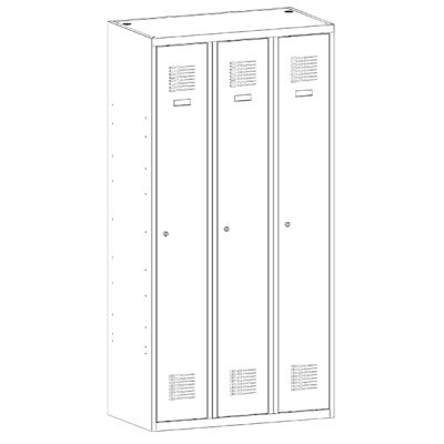 Метален гардероб Malow Wardrobe Locker SUM330W С 3 отделения, 90x50x180 cm Сив