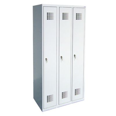 Метален гардероб Malow Wardrobe Locker SUM330W С 3 отделения, 90x50x180 cm Сив
