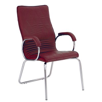Стол Allegro Steel CF LB Посетителски, Естествена кожа, Бордо