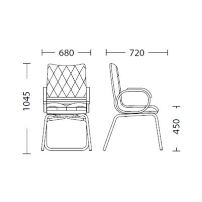 Стол Allegro Steel CF LB Посетителски, Естествена кожа, Бордо