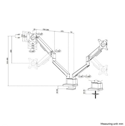 Стойка Neomounts Next Slim Desk Mount, double display (topfix clamp & grommet)