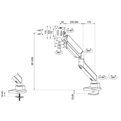 Стойка Neomounts Next Core Desk Mount 1 Ultra Wide Curved screen (topfix clamp & grommet)