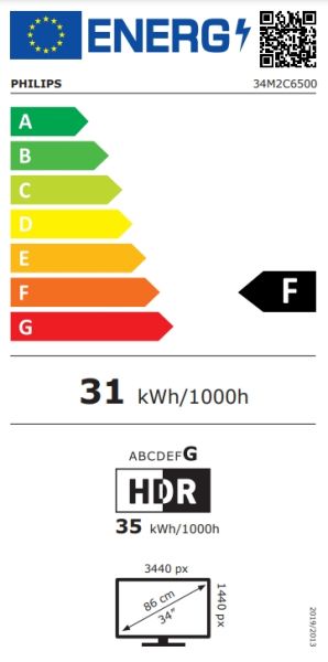Монитор Philips Evnia 34M2C6500, 34" Curved 1800R QD-OLED, 3440x1440@175Hz, 0.03ms GtG, 1000 nit, 1 000 000:1, Mega Infinity DCR, Adaptive Sync, FlickerFree, LowBlue Mode, Tilt, Height Adjust, Swivel, 2xHDMI, DP, USB hub