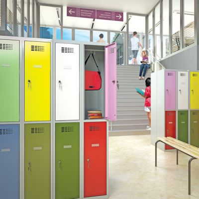 Метален гардероб Malow Wardrobe Locker SUS312W С 2 отделения, 30x50x180 cm Сив