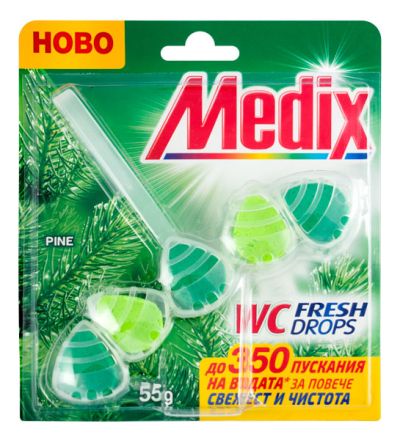 Ароматизатор за тоалетна Medix WC Fresh Drops Блокче, комплект 55 g, Pine