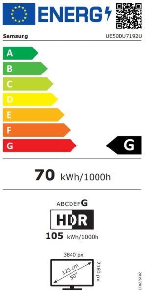 Телевизор Samsung 50" 50DU7192 AI 4K UHD LED TV, SMART, 3xHDMI, 2xUSB, Black